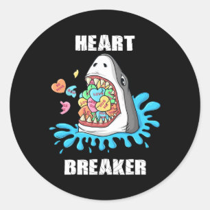 Sticker Rond Valentines Jour Requin Coeur briseur Amusants Garç
