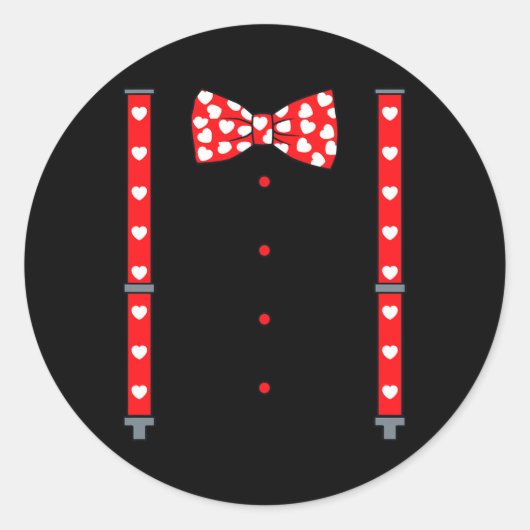 Sticker Rond Valentines Jour Suspendants Et Coeurs Bow Cravates (Devant)