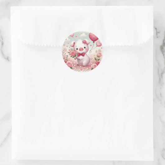 Sticker Rond Valentines lunaires PIg (Sac)