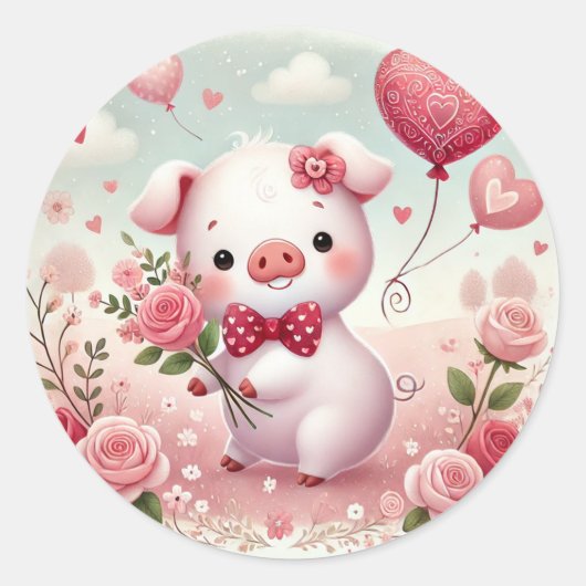 Sticker Rond Valentines lunaires PIg (Devant)