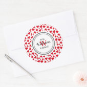 Sticker Rond Valentines Red Heart Nom monogrammé (Enveloppe)
