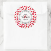 Sticker Rond Valentines Red Heart Nom monogrammé (Sac)