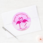 Sticker Rond Valentines tropicales Flamant rose de jour rose an (Enveloppe)
