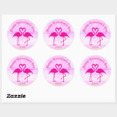 Sticker Rond Valentines tropicales Flamant rose de jour rose an (Feuille)