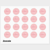 Sticker Rond Valentins Day Love Typographie rose blanc (Feuille)