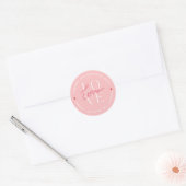 Sticker Rond Valentins Day Love Typographie rose blanc (Enveloppe)