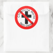 Sticker Rond Valeurs chrétiennes — Non merci ! (Sac)