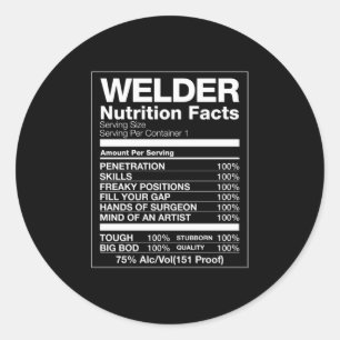 Sticker Rond Valeurs nutritionnelles des soudeurs
