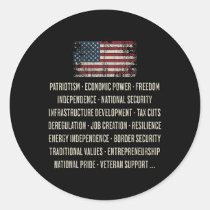 Sticker Rond Valeurs Républicaines Patriotisme Liberté Indépend