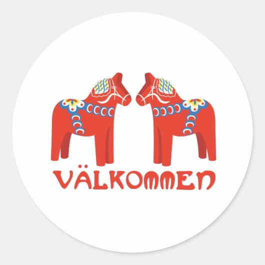 Sticker Rond Valkommen de cheval suédois (Devant)