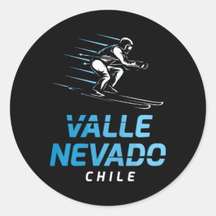 Sticker Rond Valle Nevado Chili Station de ski Ski rétro
