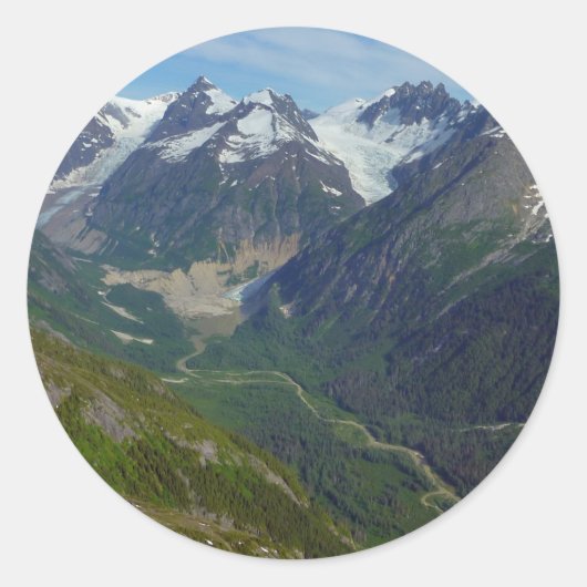 Sticker Rond Vallée glaciaire alaskienne (Devant)