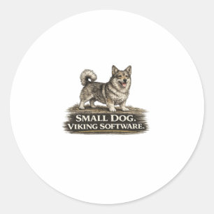 Sticker Rond Vallhund Suédois – Logiciel Viking Petit Chien