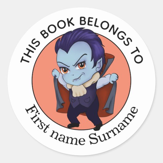 Sticker Rond Vampire Ce Livre Appartient À Personnalisé (Devant)