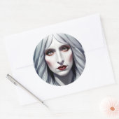 Sticker Rond Vampire sorcière femme Imaginaire art noir (Enveloppe)