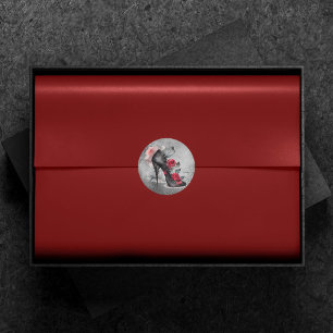 Sticker Rond Vampy Spike Stiletto   Rouge Rose Haut-talon Grung