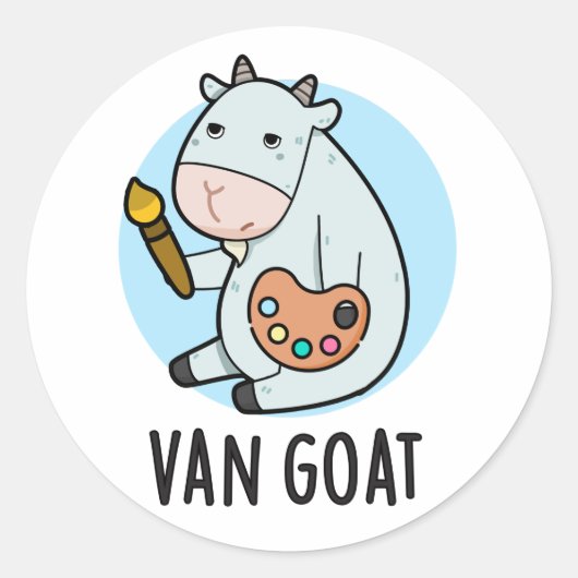 Sticker Rond Van Goat Amusant Artiste Pun (Devant)