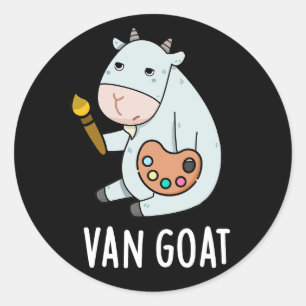 Sticker Rond Van Goat Amusant Artiste Pun Dark BG