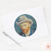 Sticker Rond Van Gogh - Autoportrait avec un Casquette gris (Enveloppe)