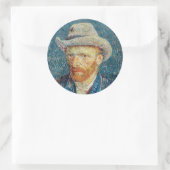 Sticker Rond Van Gogh - Autoportrait avec un Casquette gris (Sac)