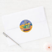 Sticker Rond Van Gogh Bateaux Plage impressionniste (Enveloppe)