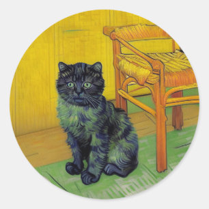 Sticker Rond Van Gogh Black Cat