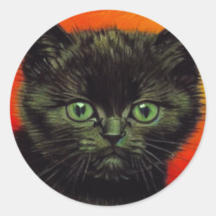 Sticker Rond Van Gogh Black Kitten