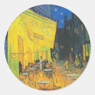 Sticker Rond Van Gogh Café Terrasse Rue Française Scène