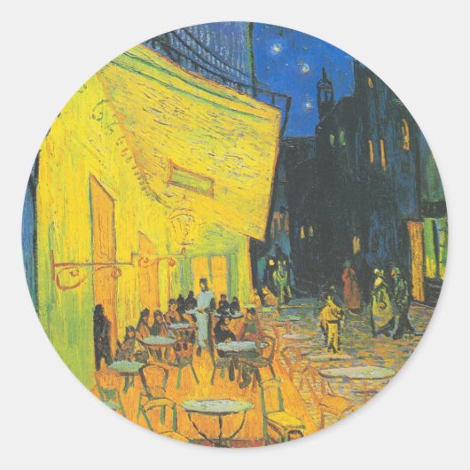 Sticker Rond Van Gogh Café Terrasse Rue Française Scène (Devant)