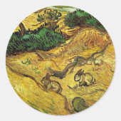 Sticker Rond Van Gogh - Champ avec deux lapins (Devant)