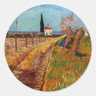 Sticker Rond Van Gogh - Chemin à travers un champ