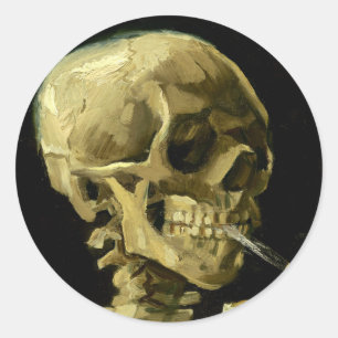 Sticker Rond Van Gogh Fumer du squelette