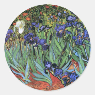 Sticker Rond Van Gogh Irises (F608) Art Vintage