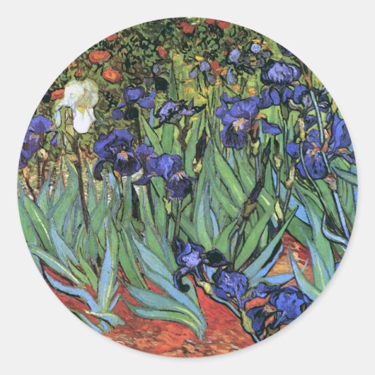 Sticker Rond Van Gogh Irises (F608) Art Vintage (Devant)