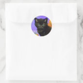 Sticker Rond Van Gogh Kitten noir avec des tournesols (Sac)