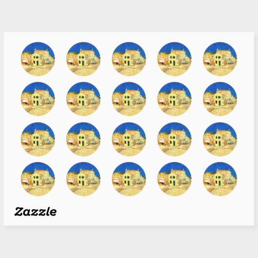 Sticker Rond Van Gogh, La Maison Jaune, (Feuille)