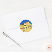 Sticker Rond Van Gogh, La Maison Jaune, (Enveloppe)