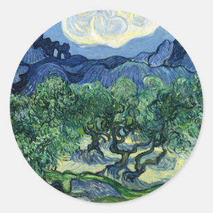 Sticker Rond Van Gogh Les Oliviers Paysage Peinture