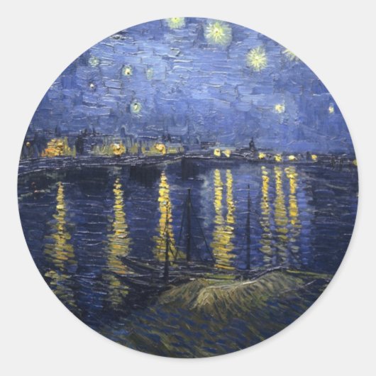 Sticker Rond Van Gogh Nuit étoilée sur le Rhône (Devant)