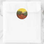 Sticker Rond Van Gogh Oliviers avec ciel jaune et soleil (Sac)