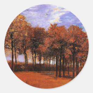 Sticker Rond Van Gogh - Paysage d'automne,