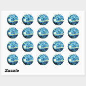 Sticker Rond Van Gogh, Starry Night, (Feuille)