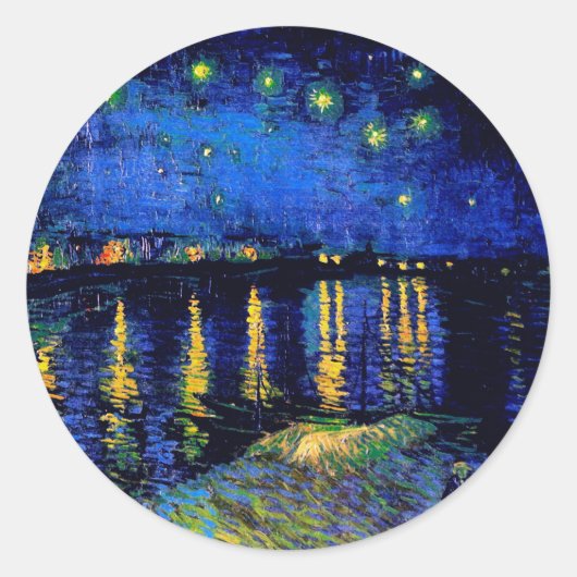 Sticker Rond Van Gogh Starry Night Rhone (F474) Art (Devant)