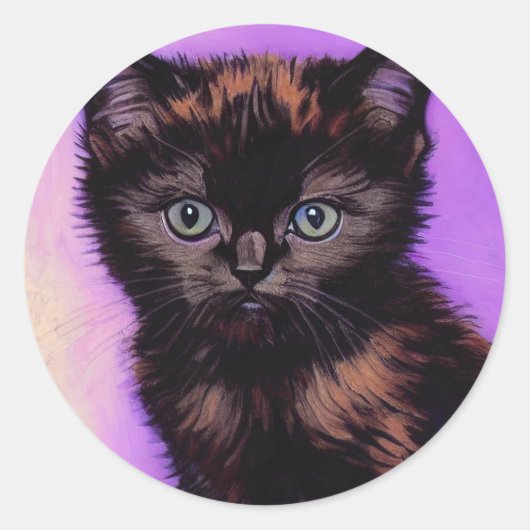 Sticker Rond Van Gogh Style Chat pourpre (Devant)