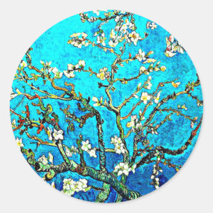 Sticker Rond Van Gogh - Succursales avec fleurs d'amandes