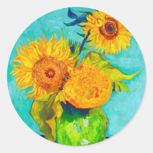 Sticker Rond Van Gogh Sunflowers (Devant)
