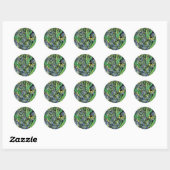Sticker Rond Van Gogh - Vase avec iris Fond jaune (Feuille)