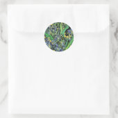 Sticker Rond Van Gogh - Vase avec iris Fond jaune (Sac)