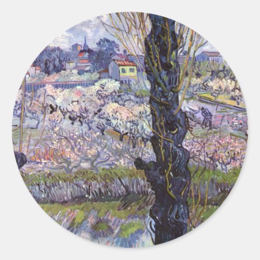 Sticker Rond Van Gogh Vue Arles Jardin Fleuri (Devant)