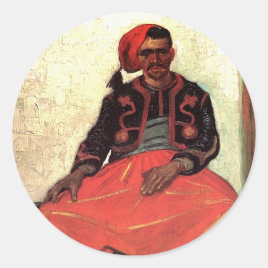 Sticker Rond Van Gogh, Zouave assis, Art de l'impressionnisme V (Devant)